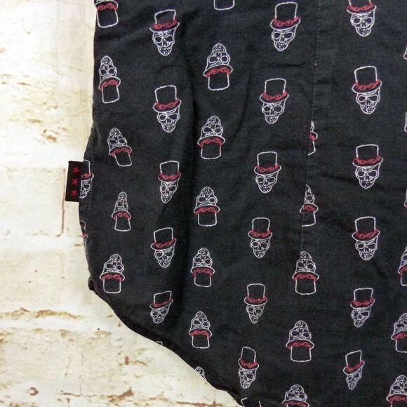 John Varvatos USA Shirt Mens M Black Skull Print Button Short Sleeve Cotton Rock - Picture 10 of 14